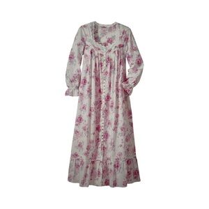 Eileen West Pink Roses Cotton Lawn Robe.